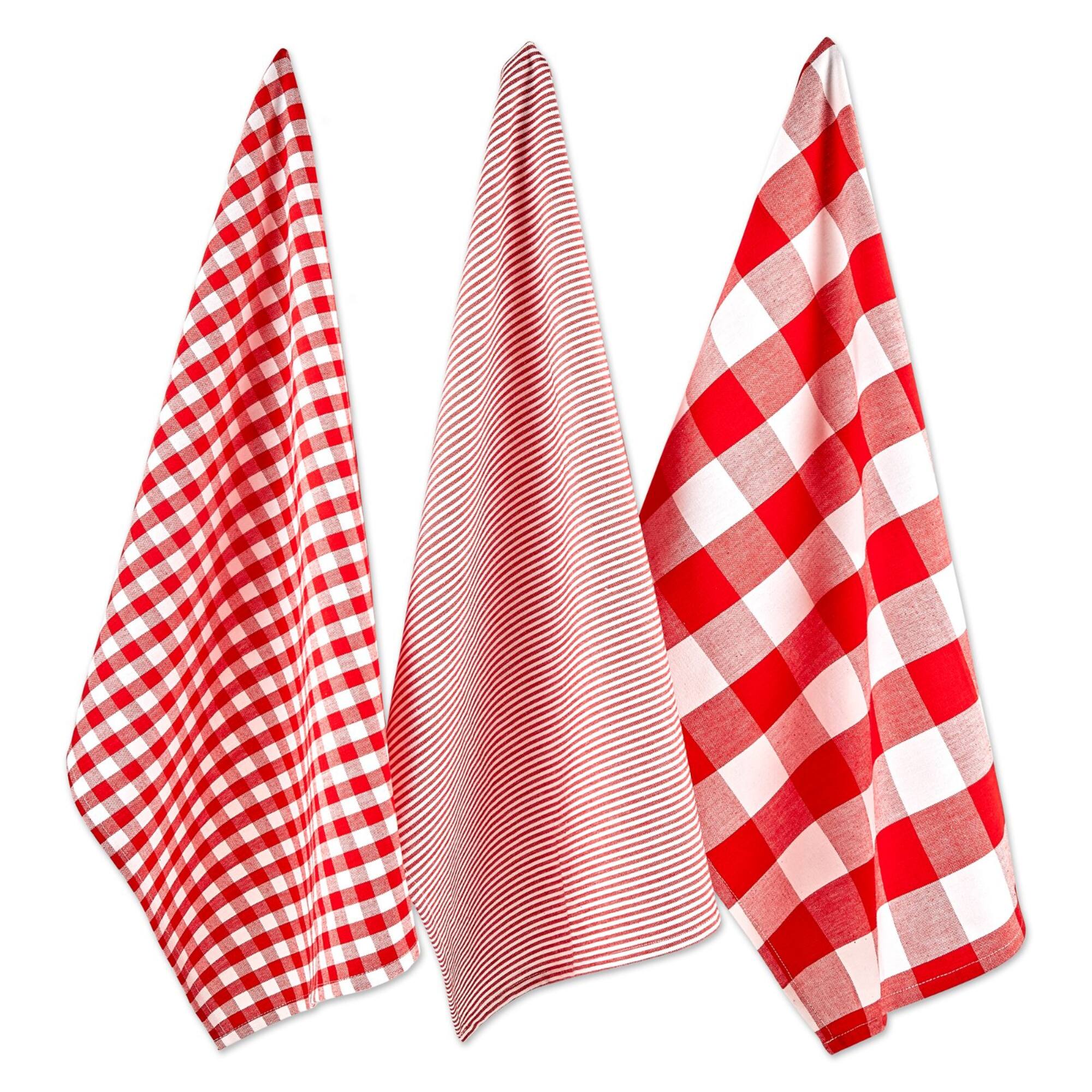 DII® Red & White Dishtowel Set
